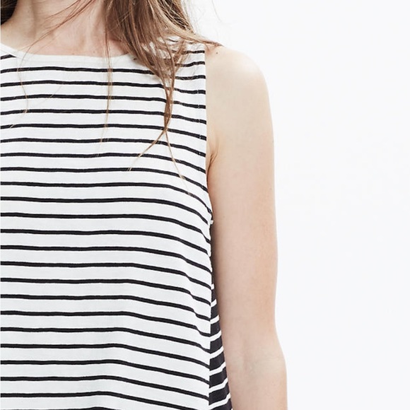 LAST CHANCE Madewell Striped Tank Top Black Cream Forward Seam NWT - Picture 4 of 8